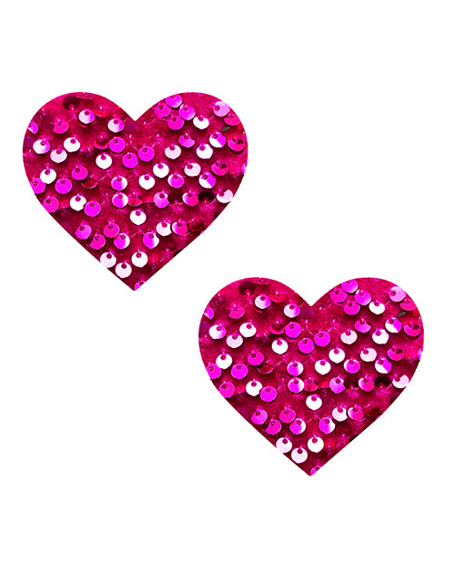 Optional title display NevaNude Pasties - Pink Sequin Hearts - Eros Fine Goods