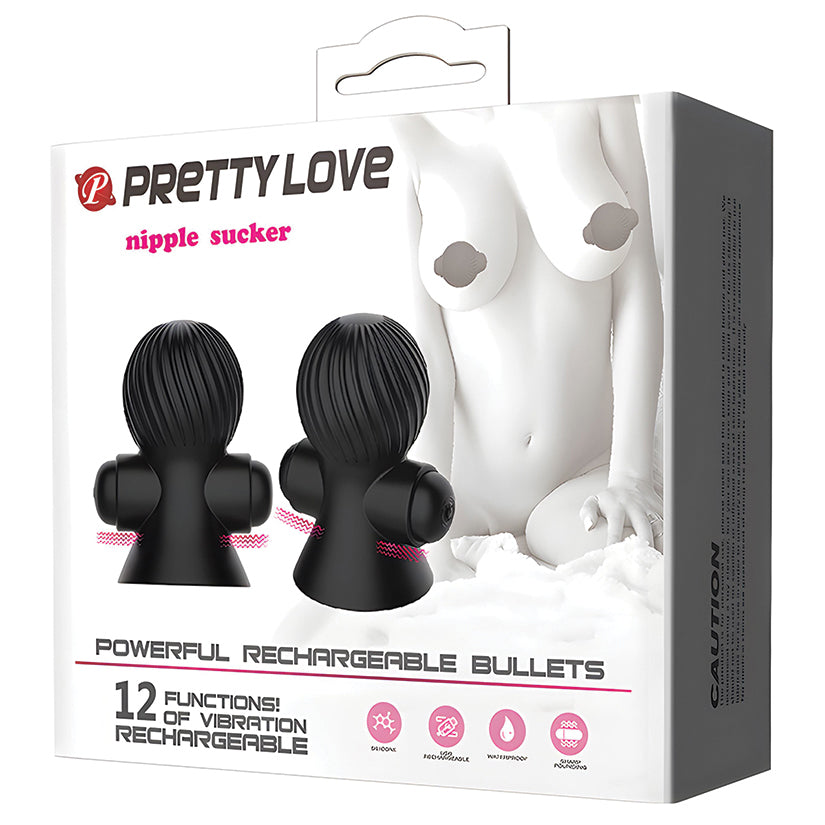 Pretty Love Rechargeable Nipple Suckers-Black - Eros Fine Goods