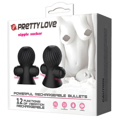 Pretty Love Rechargeable Nipple Suckers-Black - Eros Fine Goods