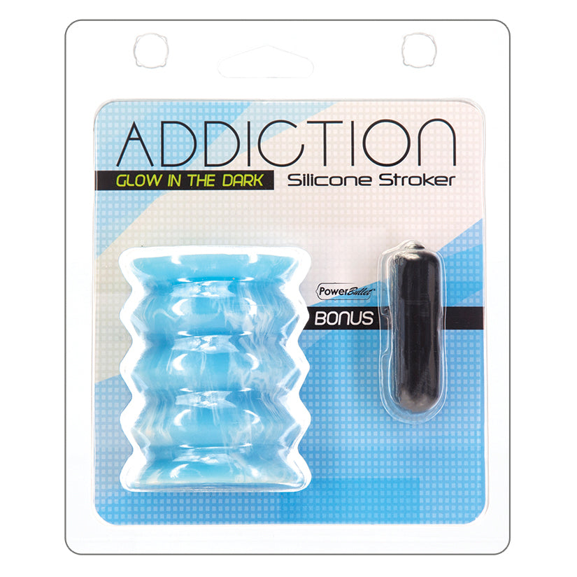Addiction Silicone Stroker Glow in the Dark-Blue - Eros Fine Goods