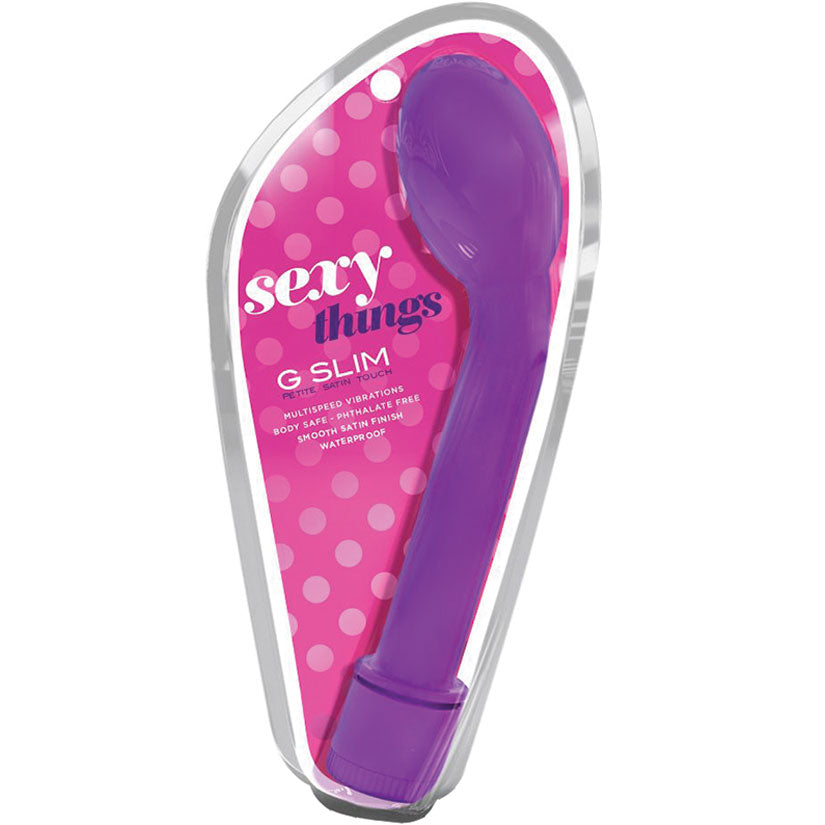Sexy Things G Slim Petite Satin Touch-Purple 6.5" - Eros Fine Goods