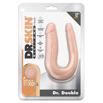 Dr. Skin Silicone Dr. Double Dong-Vanilla 12" - Eros Fine Goods