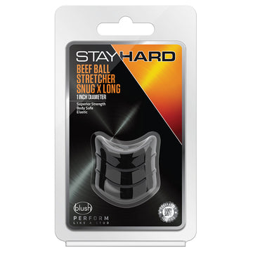 Stay Hard Beef Ball Stretcher Snug X Long 1" Diameter-Black - Eros Fine Goods
