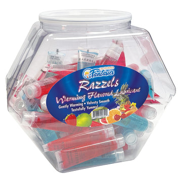Razzels 3 in 1 Flavored Warming Lubricant .5 Tube Assorted Bowl of 52 - Eros Fine Goods