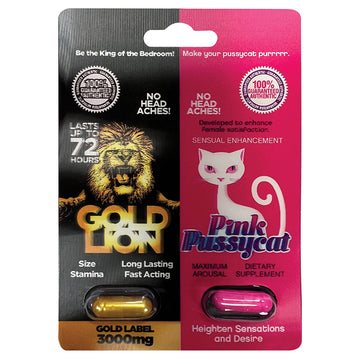 His & Hers Pink Pussycat/Gold Lion Single Pack - Eros Fine Goods