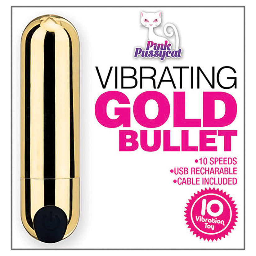 Pink Pussycat Vibrating Bullet-Gold - Eros Fine Goods
