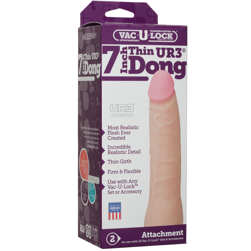 Vac-U-Lock-UR3 Thin Dong-White 7" - Eros Fine Goods