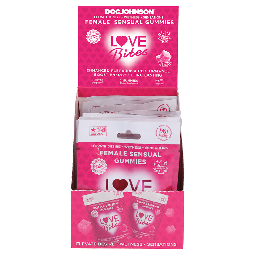 Love Bites Female Sensual Gummies 2pk Display of 12 - Eros Fine Goods