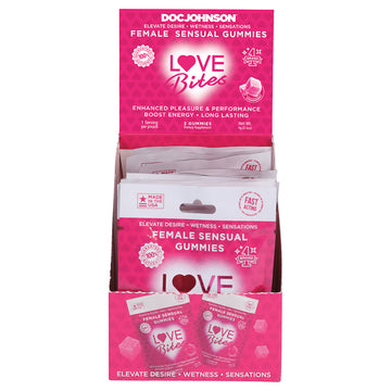 Love Bites Female Sensual Gummies 2pk Display of 12 - Eros Fine Goods