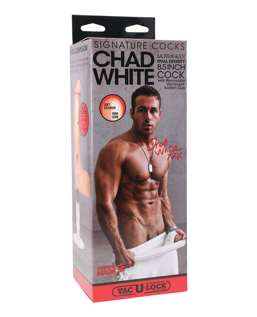 Signature Cocks ULTRASKYN 8.5" Cock W/removable Vac-u-lock Suction Cup - Chad White