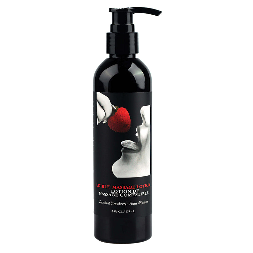 Earthly Body Edible Massage Lotion-Strawberry 8oz - Eros Fine Goods