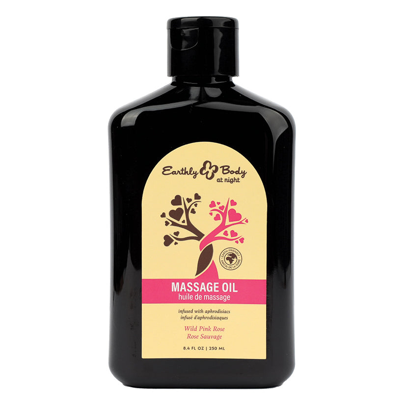 Earthly Body at Night Massage Oil Aphrodisiac-Wild Pink Rose 8.4oz - Eros Fine Goods