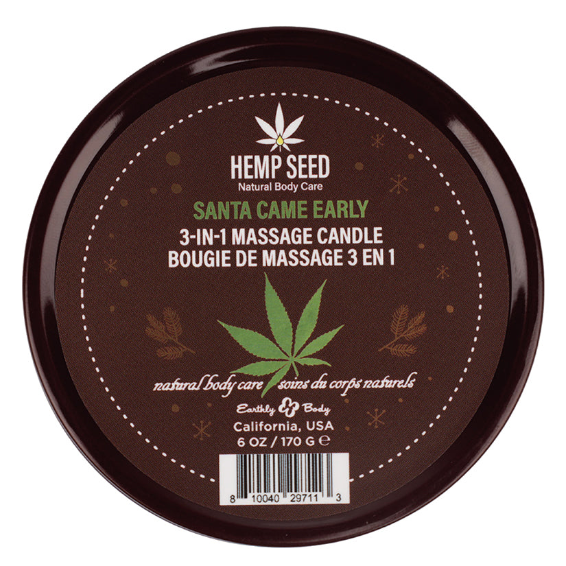 Earthly Body 3-in-1 Massage Candles-Santa Came Early 6oz - Eros Fine Goods