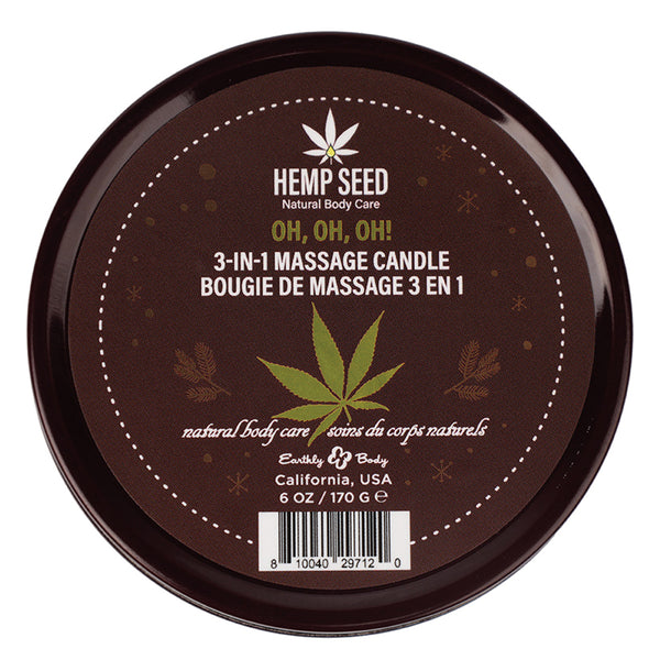 Earthly Body 3-in-1 Massage Candles-OH OH OH 6oz - Eros Fine Goods