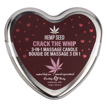 Earthly Body Valentine 3-in-1 Massage Heart Candle-Crack The Whip 4oz - Eros Fine Goods