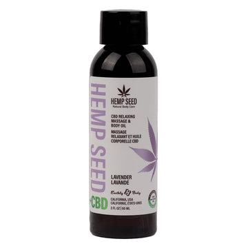 Earthly Body Hemp Seed CBD Relaxing Massage and Body Oil-Lavender 2oz - Eros Fine Goods