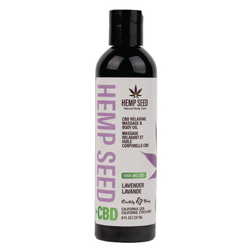 Earthly Body Hemp Seed CBD Relaxing Massage and Body Oil-Lavender 8oz - Eros Fine Goods