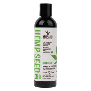 Earthly Body Hemp Seed CBD Relaxing Massage and Body Oil-Naked in the Woods 8oz - Eros Fine Goods