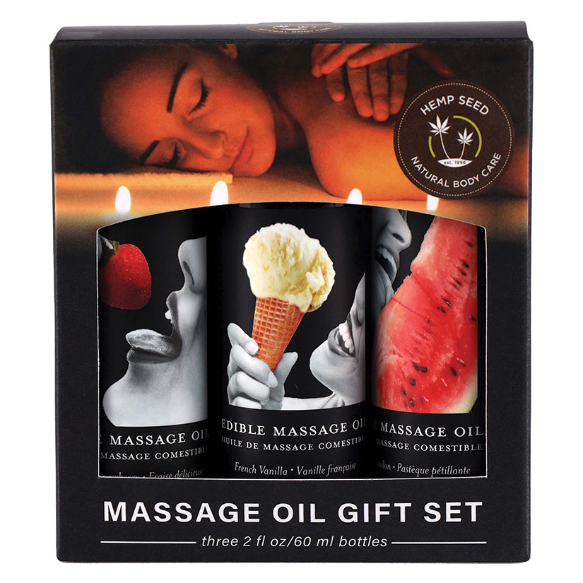 Earthly Body Edible Massage Oil Gift 2oz (Set of 3) - Eros Fine Goods