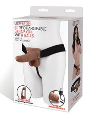 Lux Fetish 6" Rechargeable Strap On W/balls - Brown