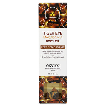 Exsens Organic Crystal Infused Body Oil-Tiger Eye Macadamia 3.4oz - Eros Fine Goods