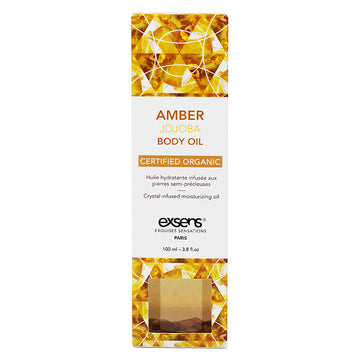 Exsens Organic Crystal Infused Body Oil-Amber Jojoba 3.4oz - Eros Fine Goods