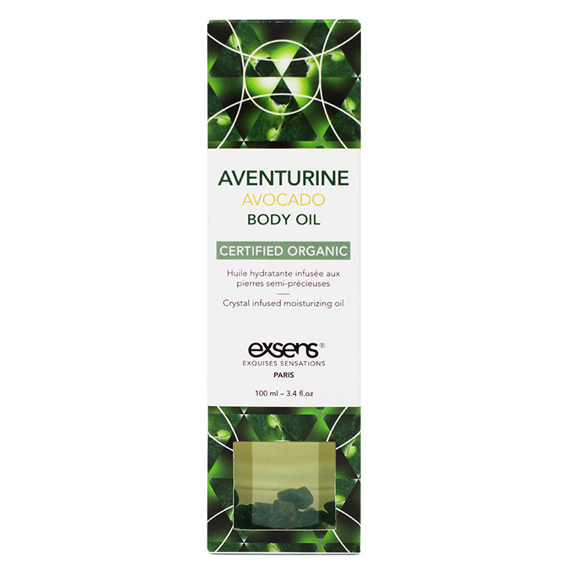 Exsens Organic Crystal Infused Body Oil-Aventurine Avocado 3.4oz - Eros Fine Goods