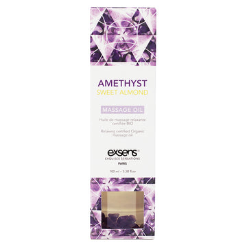 Exsens Organic Crystal Infused Massage Oil-Amethyst Sweet Almond 3.4oz - Eros Fine Goods
