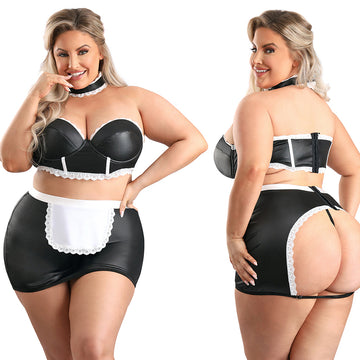 Fantasy Lingerie Play 5 Star Service Maid -Black 1x/2x - Eros Fine Goods