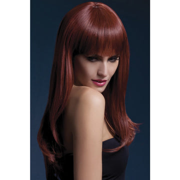 Fever Smiffys Sienna Wig Long Wavy & Fringe-Auburn 26" - Eros Fine Goods
