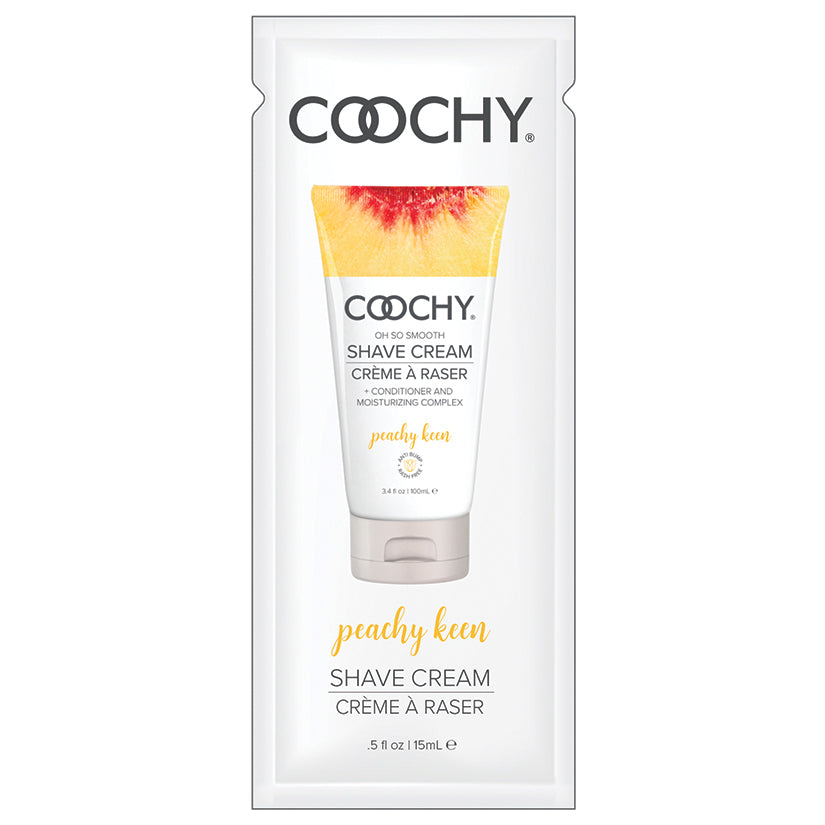 Coochy Shave Cream-Peachy Keen 15ml Foil 24 Poly Bag - Eros Fine Goods