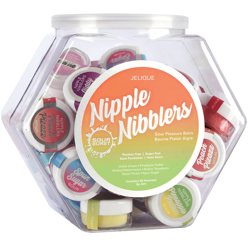 Jelique Nipple Nibblers Sour Pleasure Balm Assorted (Display Bowl/36Pcs) 3g - Eros Fine Goods