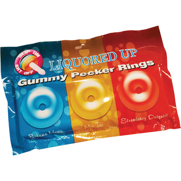 Liquored Up Pecker Gummy Rings Assorted 3pk - Eros Fine Goods