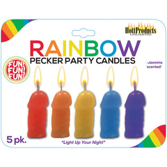 Rainbow Pecker Party Candles-Assorted 5pk - Eros Fine Goods