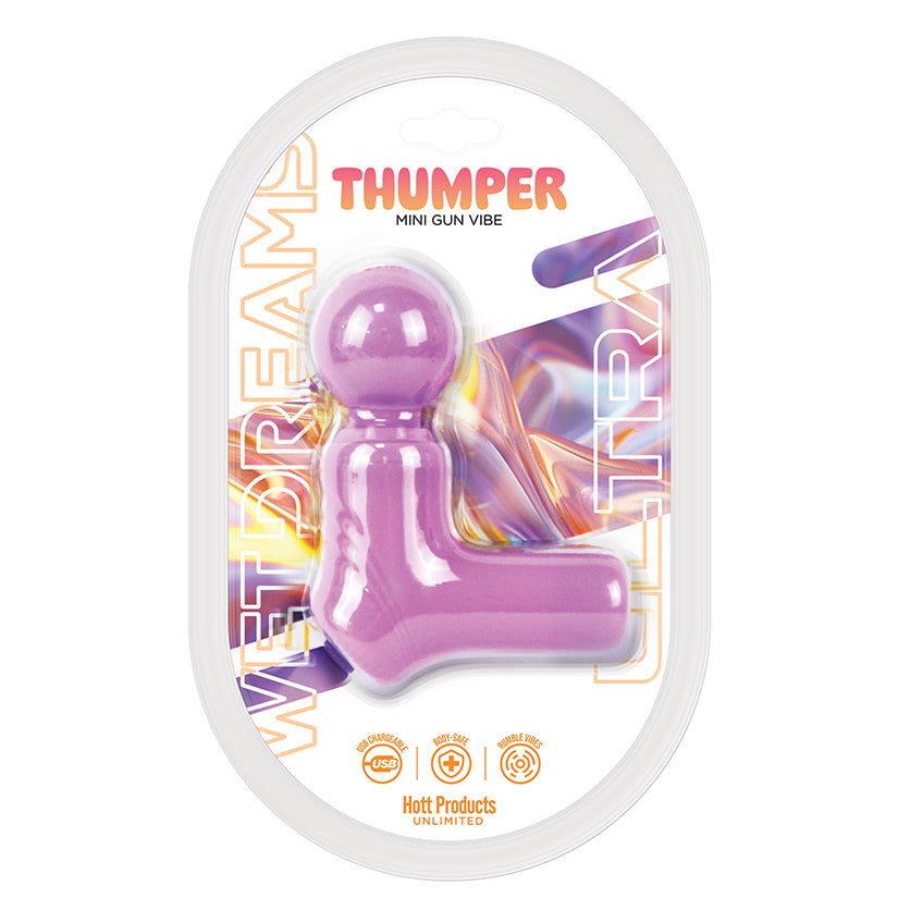 Wet Dreams- Thumper- Vibrating Massage Wand- Multispeed Silicone Lavendar - Eros Fine Goods