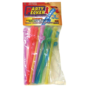 Party Pecker Sipping Straws-Neon Colors 10pk - Eros Fine Goods
