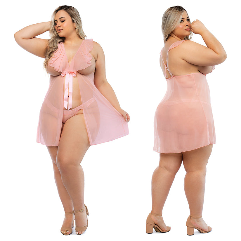Hello Sexy The Juliet Babydoll and Panty Set Curvy-Cherry 2X/3X-Boxed - Eros Fine Goods