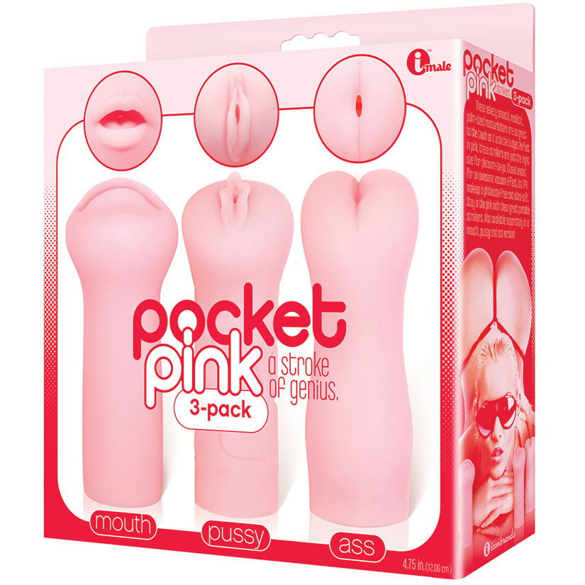 The 9's Pocket Pink Mini Masturbator-Trio - Eros Fine Goods