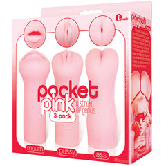The 9's Pocket Pink Mini Masturbator-Trio - Eros Fine Goods