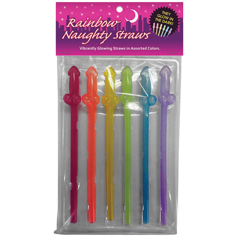 Rainbow Naughty Straws-Glow In The Dark (6pk) - Eros Fine Goods