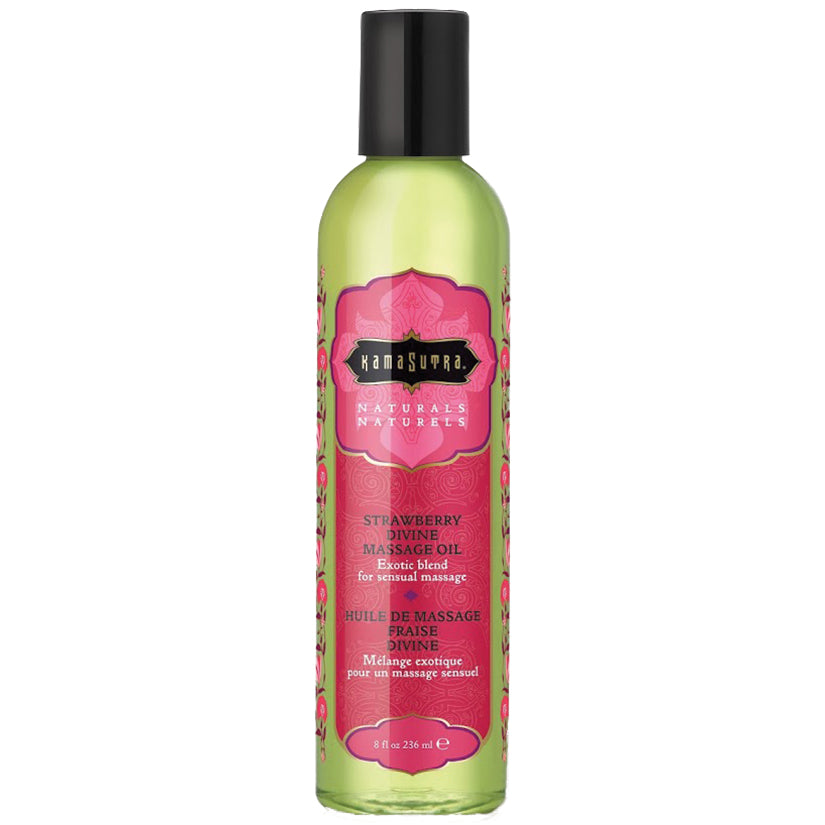 Kama Sutra Naturals Massage Oil-Strawberry Divine 8oz - Eros Fine Goods