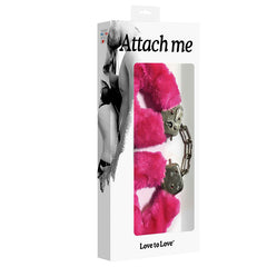 Love To Love Attach Me Faux Fur Handcuffs-Pink - Eros Fine Goods