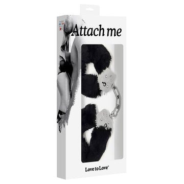 Love To Love Attach Me Faux Fur Handcuffs-Black - Eros Fine Goods