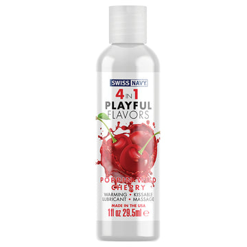 Swiss Navy 4 In 1 Playful Flavors-Poppin Wild Cherry 1oz - Eros Fine Goods