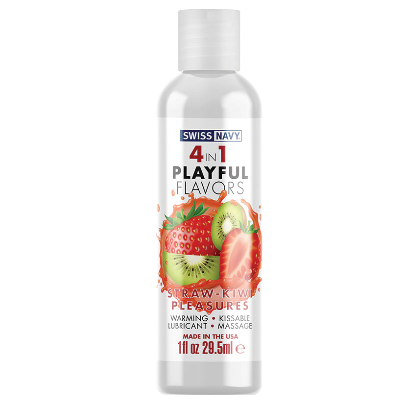 Swiss Navy 4 In 1 Playful Flavors-Strawberry/Kiwi Pleasure 1oz - Eros Fine Goods