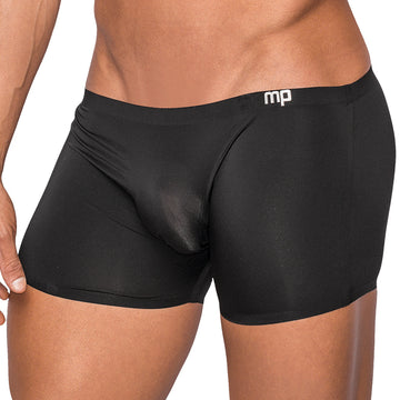 Male Power Seamless Sleek Short w/ Sheer Pouch-Black Medium-Boxed - Eros Fine Goods