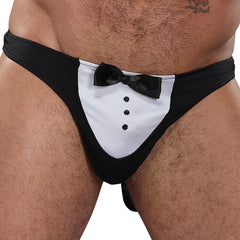 Male Power Novelty Maître D' Thong-Black One Size-Boxed - Eros Fine Goods