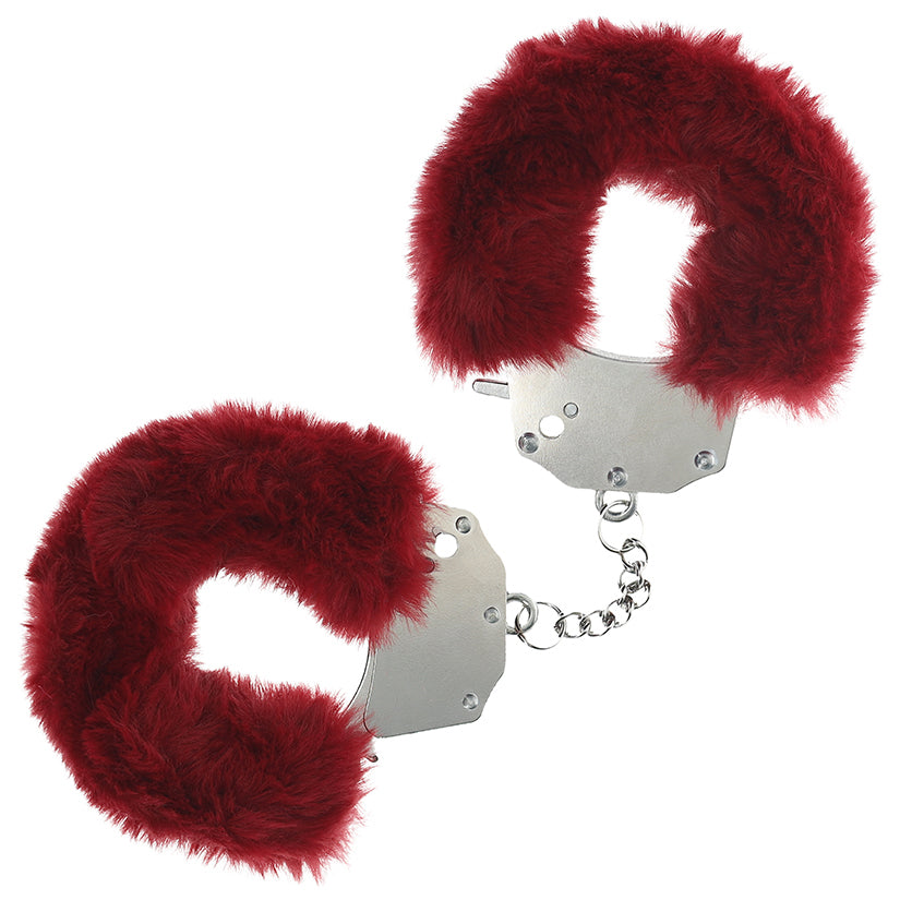 Ouch Heavy Duty Fluffy Handcuffs-Burgandy - Eros Fine Goods