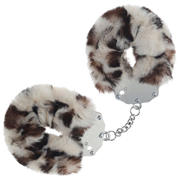 Ouch Heavy Duty Fluffy Handcuffs-SnowLeopard - Eros Fine Goods
