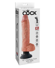 King Cock 10" Vibrating Cock W/balls - Flesh